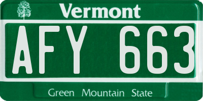 VT license plate AFY663