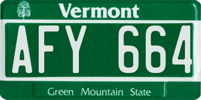 VT license plate AFY664