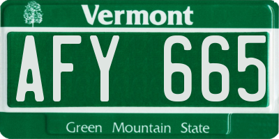 VT license plate AFY665