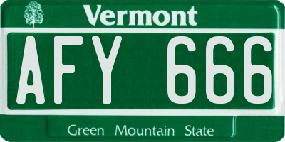 VT license plate AFY666