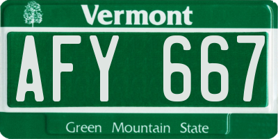 VT license plate AFY667