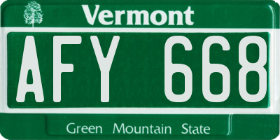 VT license plate AFY668