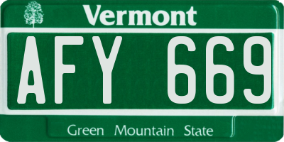 VT license plate AFY669