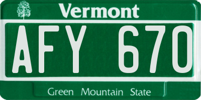 VT license plate AFY670