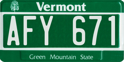 VT license plate AFY671
