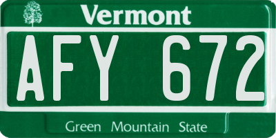 VT license plate AFY672