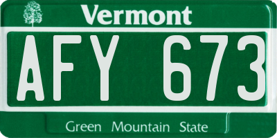 VT license plate AFY673