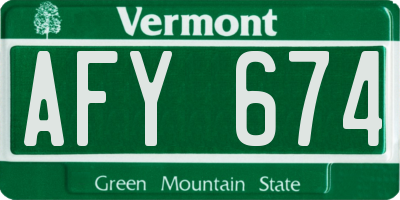 VT license plate AFY674