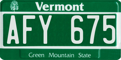 VT license plate AFY675