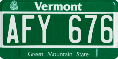 VT license plate AFY676