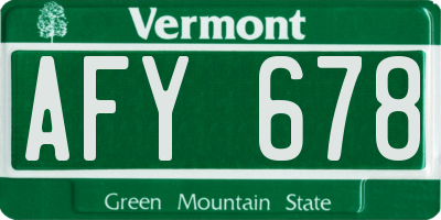 VT license plate AFY678
