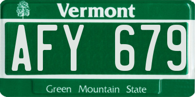 VT license plate AFY679