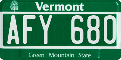 VT license plate AFY680