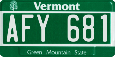 VT license plate AFY681