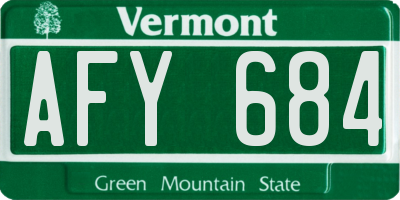VT license plate AFY684