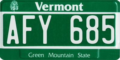 VT license plate AFY685