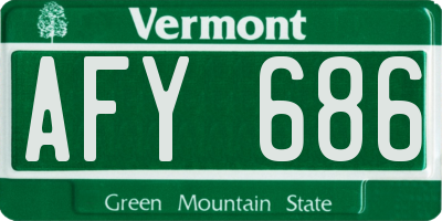 VT license plate AFY686