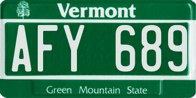 VT license plate AFY689