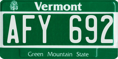 VT license plate AFY692