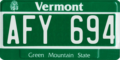 VT license plate AFY694