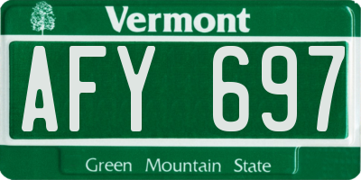 VT license plate AFY697