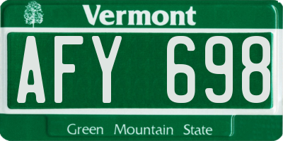 VT license plate AFY698