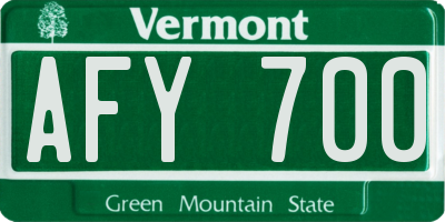 VT license plate AFY700