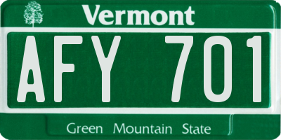 VT license plate AFY701