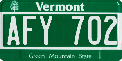 VT license plate AFY702