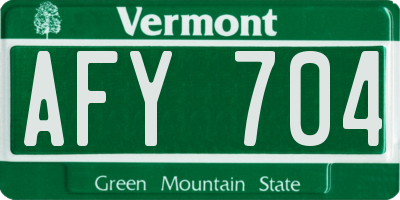 VT license plate AFY704
