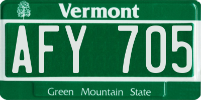 VT license plate AFY705