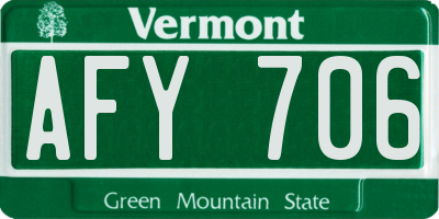 VT license plate AFY706