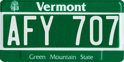 VT license plate AFY707