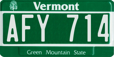 VT license plate AFY714