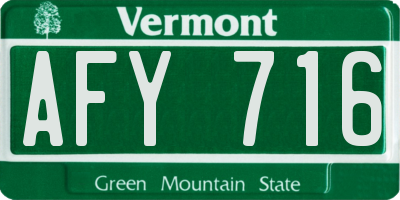 VT license plate AFY716
