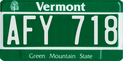 VT license plate AFY718