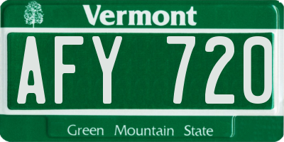 VT license plate AFY720