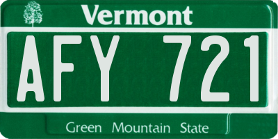 VT license plate AFY721