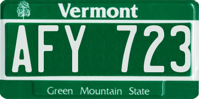 VT license plate AFY723
