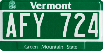 VT license plate AFY724