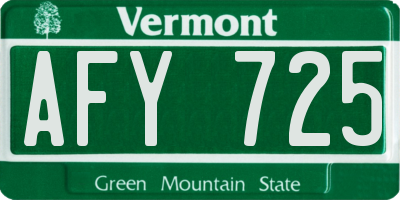 VT license plate AFY725