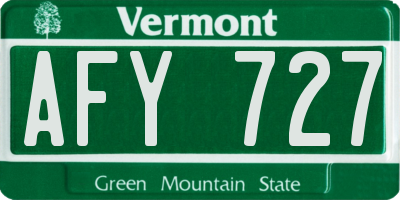 VT license plate AFY727