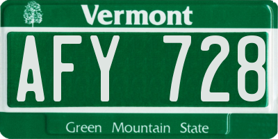 VT license plate AFY728