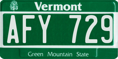 VT license plate AFY729