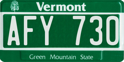 VT license plate AFY730