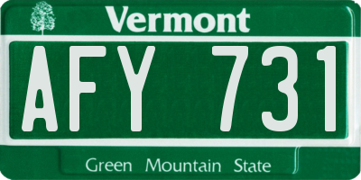 VT license plate AFY731