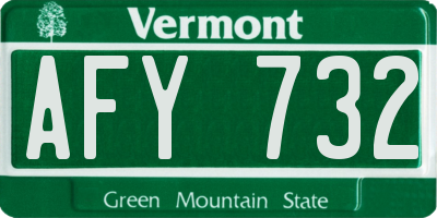VT license plate AFY732