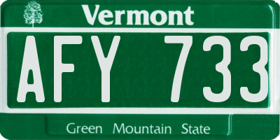 VT license plate AFY733