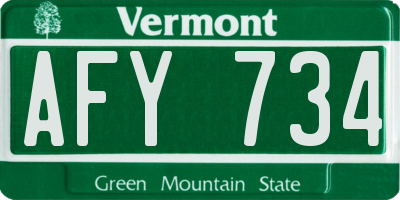 VT license plate AFY734
