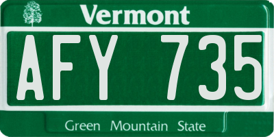 VT license plate AFY735